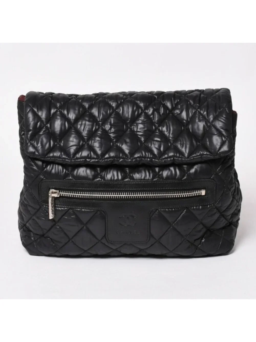 Chanel Coco Cocoon Backpack Leather Black Silver